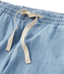 Women's Lakewashed Pull-On Chinos Mid-Rise Wide-Leg Chambray