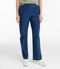 Denim Straight-Leg Fleece-Backed Women's Perfect Fit Pants