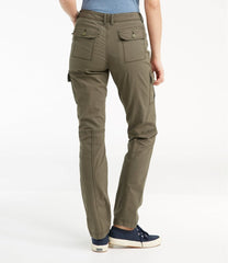 Women's Stretch Canvas Cargo Pants Mid-Rise Straight-Leg