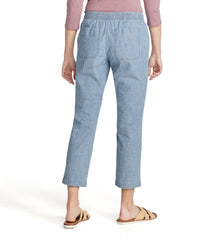 Women's Lakewashed Pull-On Chinos Mid-Rise Chambray Ankle Pants