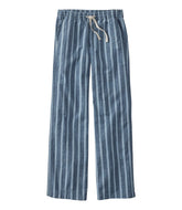 Mid-Rise Wide-Leg Stripe Chambray Women's Lakewashed Pull-On Chinos