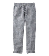 Mid-Rise Tapered-Leg Stripe Women's Premium Linen Pull-On Ankle Pants