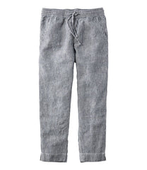 Mid-Rise Tapered-Leg Stripe Women's Premium Linen Pull-On Ankle Pants