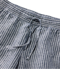 Mid-Rise Tapered-Leg Stripe Women's Premium Linen Pull-On Ankle Pants