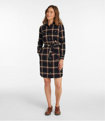 Button-Front Women's Signature Camp Flannel Shirt Dress