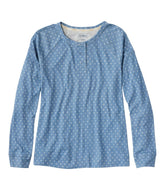 Long-Sleeve Henley Print Women's Restorative Sleepwear