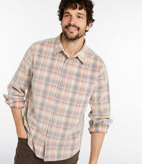 Men's Sunwashed Corduroy Shirt Slightly Fitted Untucked Fit Plaid