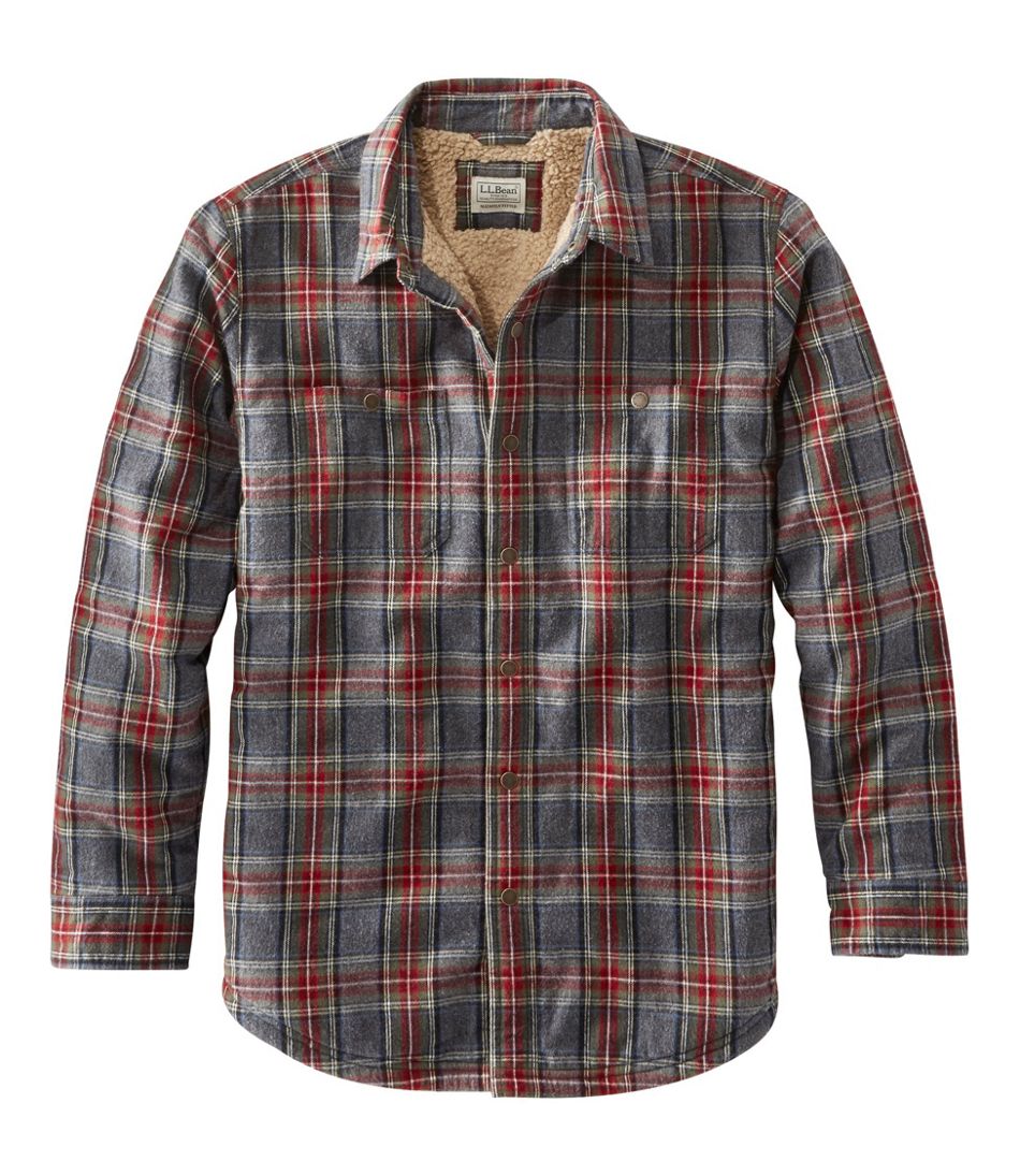 Men's Sherpa-Lined Scotch Plaid Shirt Slightly Fitted