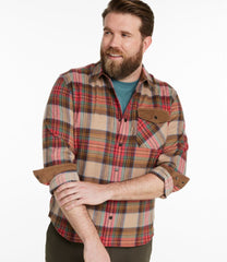 Men's Scotch Plaid Flannel Shirt Snap-Front Slightly Fitted Untucked Fit