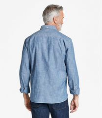 Long-Sleeve Men's Comfort Stretch® Chambray Shirt Traditional Untucked Fit