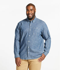 Long-Sleeve Men's Comfort Stretch® Chambray Shirt Traditional Untucked Fit