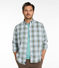 Print Traditional Untucked Fit Long-Sleeve Men's Comfort Stretch® Chambray Shirt