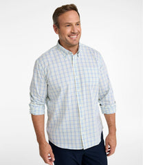 Long-Sleeve Men's Comfort Stretch Performance® Shirt Plaid Slightly Fitted Untucked Fit