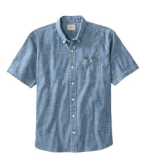 Traditional Untucked Fit Short-Sleeve Men's Comfort Stretch® Chambray Shirt