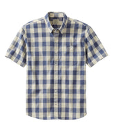 Men's Comfort Stretch® Chambray Shirt Plaid Short-Sleeve Traditional Untucked Fit
