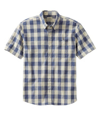 Men's Comfort Stretch® Chambray Shirt Plaid Short-Sleeve Traditional Untucked Fit