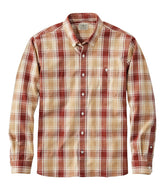 Men's Comfort Stretch® Chambray Shirt Slightly Fitted Untucked Fit Long-Sleeve Plaid