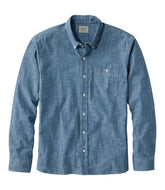 Men's Comfort Stretch® Chambray Shirt Slightly Fitted Untucked Fit Long-Sleeve