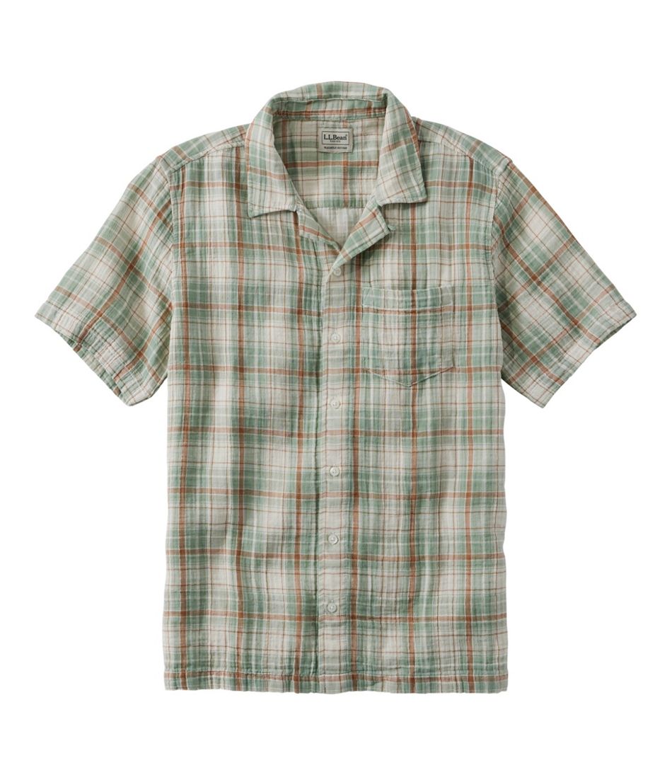 Slightly Fitted Untucked Fit Men's Cloud Gauze Shirt Plaid Short-Sleeve