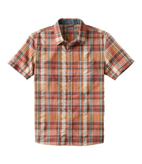 Short-Sleeve Men's Signature Seersucker Madras Shirt Slightly Fitted
