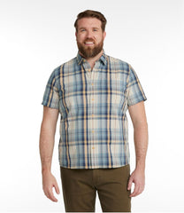 Short-Sleeve Men's Signature Seersucker Madras Shirt Slightly Fitted
