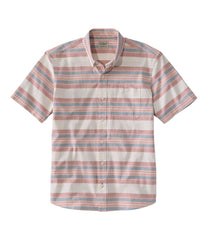 Short-Sleeve Stripe Traditional Untucked Fit Men's Comfort Stretch Chambray Shirt