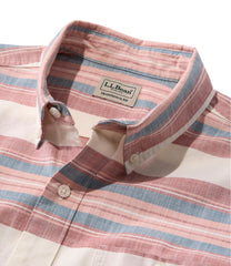 Short-Sleeve Stripe Traditional Untucked Fit Men's Comfort Stretch Chambray Shirt