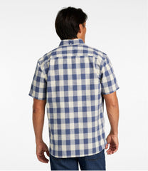 Plaid Slightly Fitted Untucked Fit Men's Comfort Stretch® Chambray Shirt Short-Sleeve