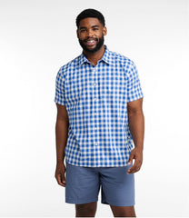 Men's Bean's Wrinkle-Free Everyday Shirt Plaid Traditional Untucked Fit Short-Sleeve