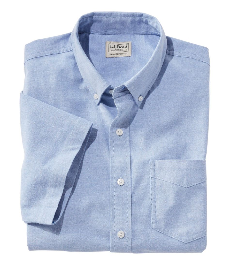 Men's Comfort Stretch® Oxford Shirt Slightly Fitted Untucked Fit Short-Sleeve