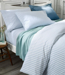 Stripe Leaf Sunwashed Percale Sheet Collection