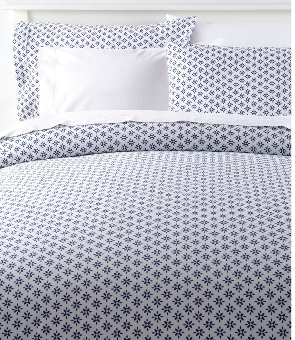 Block Floral Print Sunwashed Percale Comforter Cover