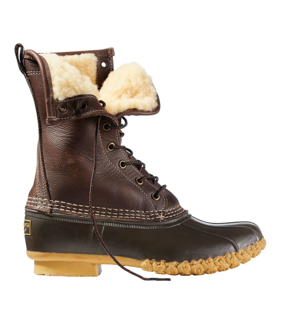 Women's Shearling Lined Bean Boots 10 Inch
