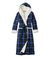 Sherpa-Lined Long Women's Scotch Plaid Flannel Robe