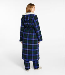 Sherpa-Lined Long Women's Scotch Plaid Flannel Robe