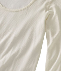 Long-Sleeve Scoopneck Women's Silk Pointelle