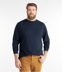 Men's Carefree Unshrinkable Tee with Pocket Traditional Fit Long-Sleeve