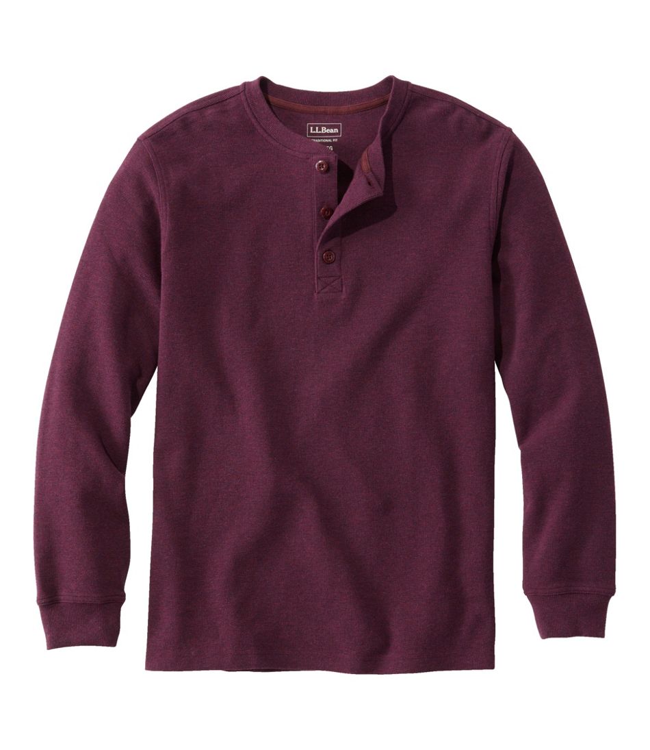 Long-Sleeve Traditional Fit Men's Unshrinkable Mini-Waffle Henley