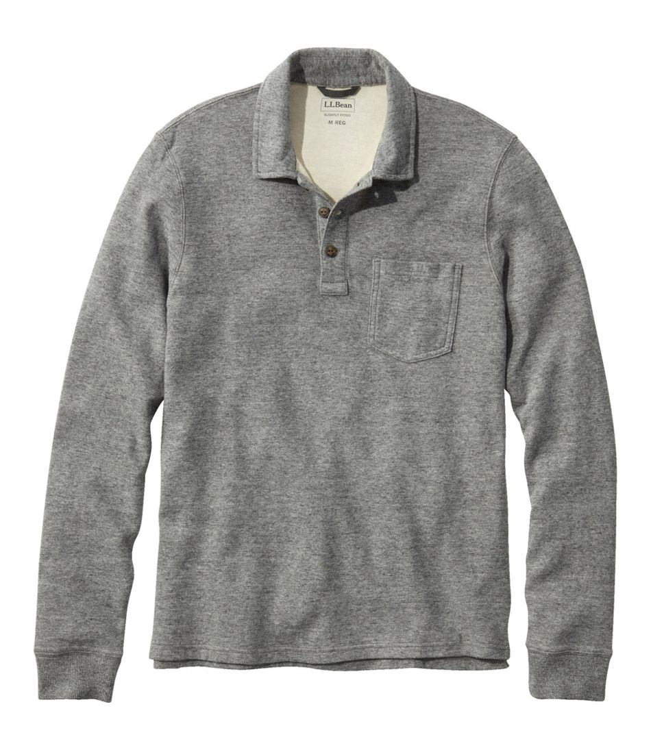 Long-Sleeve Men's Washed Cotton Double-Knit Polo