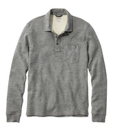 Men's Washed Cotton Double-Knit Polo Long-Sleeve