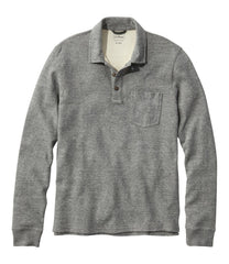 Long-Sleeve Men's Washed Cotton Double-Knit Polo