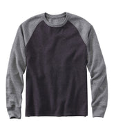 Slightly Fitted Long-Sleeve Colorblock Men's Washed Cotton Double-Knit Crewneck