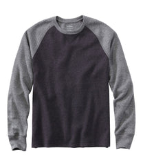 Slightly Fitted Long-Sleeve Colorblock Men's Washed Cotton Double-Knit Crewneck