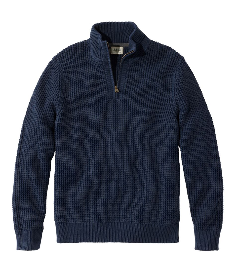 Quarter Zip Men's Organic Cotton Waffle Sweater