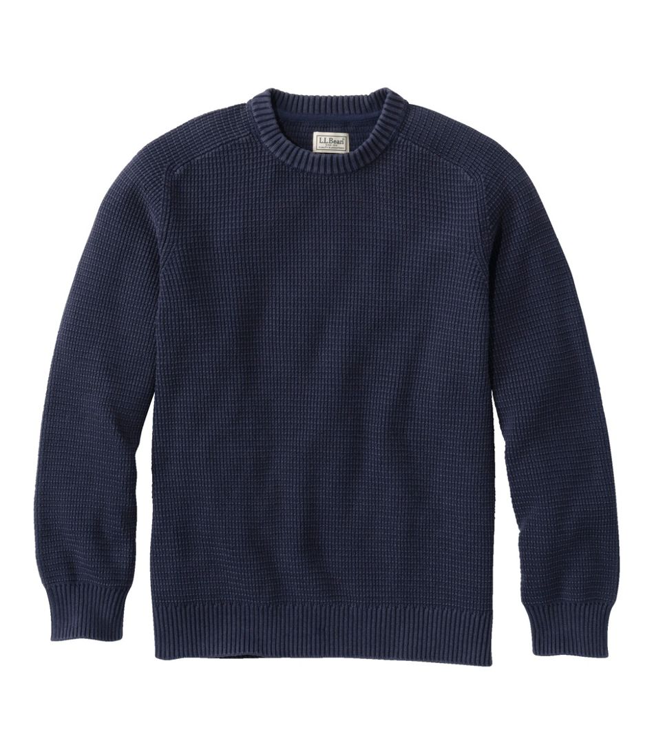 Men's Sunwashed Textured Cotton Sweater Crewneck