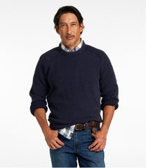 Men's Sunwashed Textured Cotton Sweater Crewneck