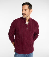 Men's Bean's Heritage Soft Cotton Fisherman Sweater Button-Mock