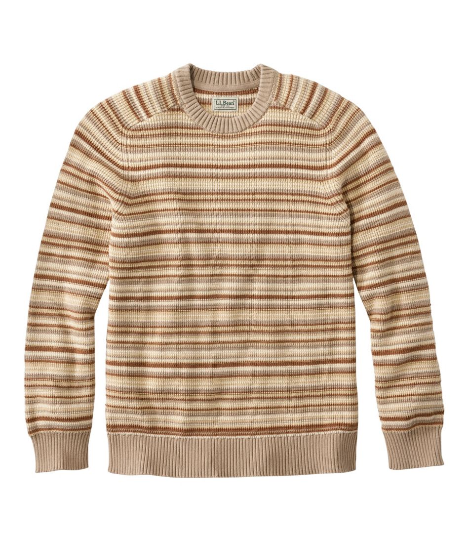 Crewneck Stripe Men's Sunwashed Textured Cotton Sweater