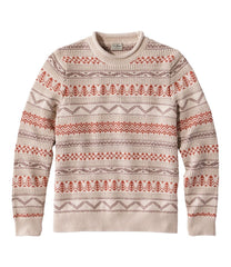 Men's L.L.Bean Organic Cotton Waffle Sweater Crewneck Fair Isle