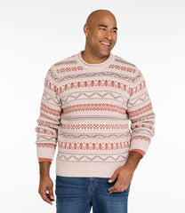 Men's L.L.Bean Organic Cotton Waffle Sweater Crewneck Fair Isle